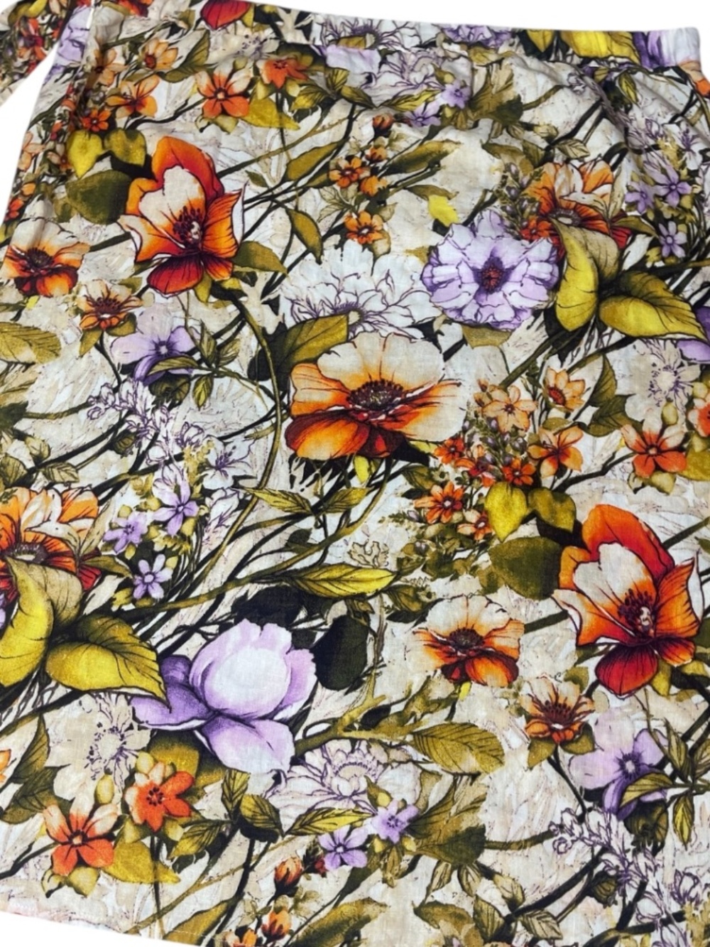 Chico's Linen Floral Wrap Skirt Size 4 (US 20/22) Botanical Print Summer Resort - Picture 7 of 16
